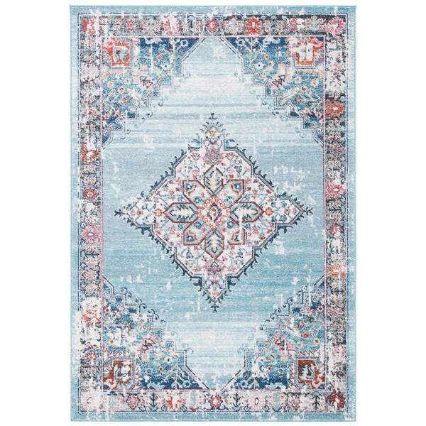 Safavieh 9 x 12 ft. Phoenix Power Loomed Rectangle Area Rug Light Blue & Navy PHX247K-9 - main